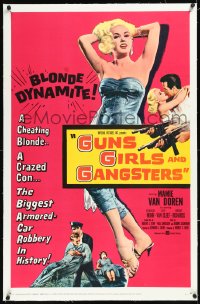 1h1114 GUNS, GIRLS & GANGSTERS linen 1sh 1959 sexy Mamie Van Doren in a Las Vegas casino robbery!