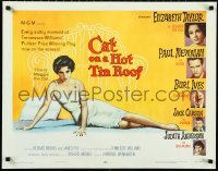 1h0499 CAT ON A HOT TIN ROOF style B 1/2sh 1958 classic art of sexy Liz Taylor as Maggie the Cat!