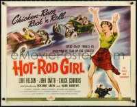 1h0476 HOT ROD GIRL linen 1/2sh 1956 AIP, Lori Nelson, sexy dancing bad girl & chicken-race art!