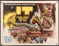 1h0478 IT CAME FROM BENEATH THE SEA linen 1/2sh 1955 Ray Harryhausen, tidal wave of terror, cool art!