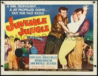 1h0484 JUVENILE JUNGLE linen 1/2sh 1958 a girl delinquent & a jet propelled gang out for fast kicks!