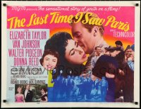 1h0503 LAST TIME I SAW PARIS style B 1/2sh 1954 Elizabeth Taylor, Van Johnson, Pidgeon, Donna Reed!