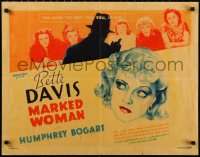 1h0520 MARKED WOMAN 1/2sh 1937 great art of sexy Bette Davis, man ordering prostitutes, ultra rare!