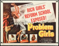 1h0490 PROBLEM GIRLS linen 1/2sh 1953 classic art of tied up scantily clad bad rich girl hosed down!