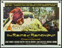 1h0506 RAINS OF RANCHIPUR 1/2sh 1955 art of Lana Turner & Burton, rains couldn't wash their sin away