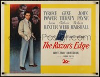 1h0524 RAZOR'S EDGE style B 1/2sh 1946 Tyrone Power, Gene Tierney, Rockwell art, Maugham, ultra rare!