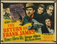1h0507 RETURN OF FRANK JAMES style A 1/2sh 1940 Henry Fonda, Gene Tierney, Jackie Cooper, Fritz Lang!