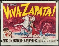 1h0495 VIVA ZAPATA linen 1/2sh 1952 Marlon Brando, Jean Peters, Anthony Quinn, John Steinbeck, rare!