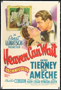 1h1123 HEAVEN CAN WAIT linen 1sh 1943 stone litho of Gene Tierney & Ameche, directed by Ernst Lubitsch