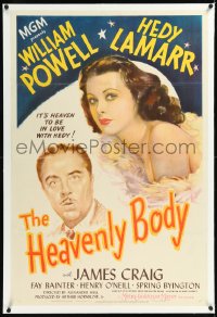 1h1124 HEAVENLY BODY linen 1sh 1944 William Powell, it's heaven to be in love with sexy Hedy Lamarr!