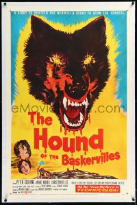 1h1133 HOUND OF THE BASKERVILLES linen 1sh 1959 Peter Cushing, great blood-dripping dog artwork!