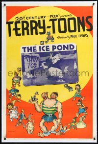 1h1139 ICE POND linen 1sh 1939 great art of Paul Terry's Terry-Toons with overprinted cartoon scene!