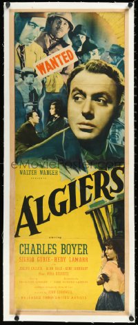 1h0419 ALGIERS linen insert 1938 Charles Boyer, sexy Hedy Lamarr, different montage, ultra rare!