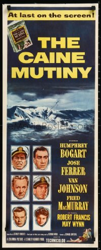1h0459 CAINE MUTINY insert 1954 art of Humphrey Bogart, Jose Ferrer, Van Johnson & Fred MacMurray!
