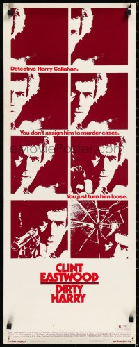 1h0460 DIRTY HARRY insert 1971 cool montage of images of Clint Eastwood in Don Siegel crime classic!