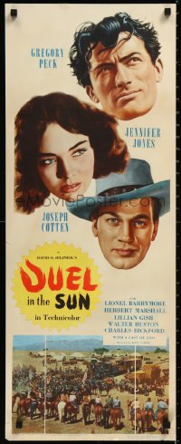 1h0461 DUEL IN THE SUN insert 1947 Jennifer Jones, Gregory Peck & Joseph Cotten in King Vidor epic!