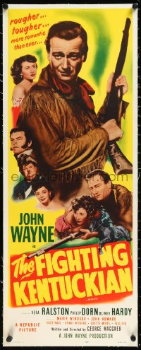 1h0424 FIGHTING KENTUCKIAN linen insert R1955 rougher, tougher John Wayne, Oliver Hardy, very rare!