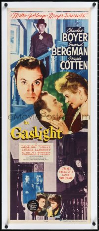 1h0426 GASLIGHT linen insert 1944 Ingrid Bergman, Joseph Cotten, Charles Boyer, Cukor, very rare!