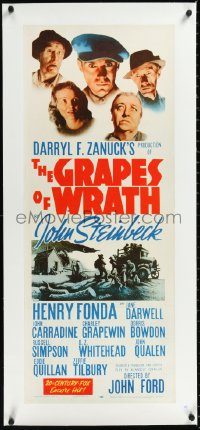 1h0428 GRAPES OF WRATH linen insert R1956 Henry Fonda, Steinbeck, John Ford, Benton art, very rare!