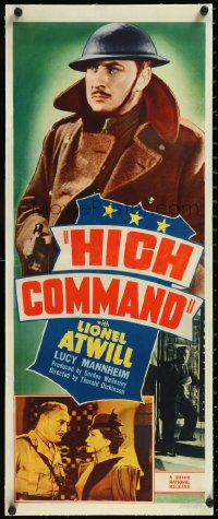 1h0430 HIGH COMMAND linen insert 1938 Lionel Atwill with gun & pretty Lucie Mannheim, ultra rare!