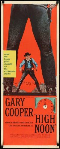 1h0453 HIGH NOON insert 1952 best different art of Gary Cooper between legs of Frank Miller!