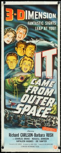1h0434 IT CAME FROM OUTER SPACE linen insert 1953 Jack Arnold classic 3-D sci-fi, Ray Bradbury, cool!