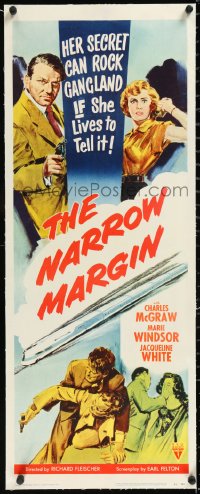 1h0436 NARROW MARGIN linen insert 1952 Richard Fleischer classic noir, Charles McGraw, Marie Windsor