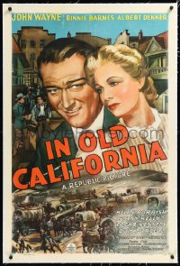 1h1141 IN OLD CALIFORNIA linen 1sh 1942 art of pharmacist John Wayne & Binnie Barnes, very rare!