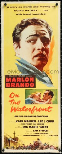 1h0438 ON THE WATERFRONT linen insert 1954 Budd Schulberg wrote it, Marlon Brando, Elia Kazan