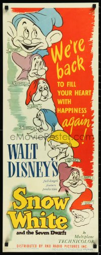1h0454 SNOW WHITE & THE SEVEN DWARFS insert R1944 back to fill your heart w/ happiness again, rare!