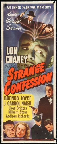 1h0441 STRANGE CONFESSION linen insert 1945 Lon Chaney Jr., weird Inner Sanctum Mystery, ultra rare!