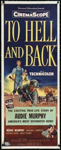 1h0446 TO HELL & BACK linen insert 1955 Audie Murphy's life story as a kid soldier in World War II!