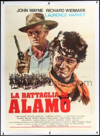 1h0135 ALAMO linen Italian 1p R1971 Allesandro Biffignandi art of John Wayne & Richard Widmark!
