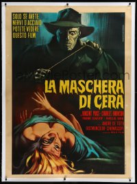 1h0144 HOUSE OF WAX linen Italian 1p R1960s Vincent Price, cool different Piovano monster art!