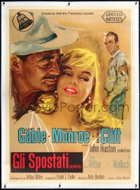 1h0148 MISFITS linen Italian 1p 1961 best art of Marilyn Monroe, Gable & Clift, John Huston, ultra rare!