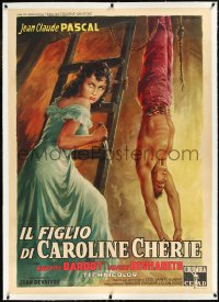 1h0157 SON OF DEAR CAROLINE linen Italian 1p 1959 different Ballester art of Brigitte Bardot w/knife!