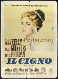 1h0159 SWAN linen Italian 1p 1956 wonderful different Ercole Brini art of beautiful Grace Kelly, rare!