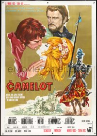 1h0161 CAMELOT linen Italian 2p 1968 Richard Harris as King Arthur, Redgrave as Guenevere, Casaro art!