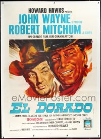 1h0164 EL DORADO linen Italian 2p 1967 art of John Wayne & Robert Mitchum, Howard Hawks, ultra rare!