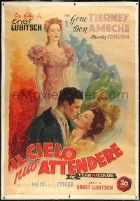 1h0166 HEAVEN CAN WAIT linen Italian 2p 1948 Ballester art of Gene Tierney, Lubitsch, ultra rare!
