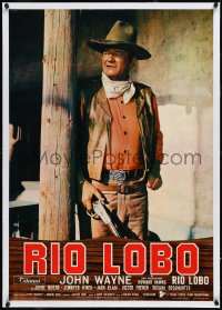 1h0791 RIO LOBO linen Italian 26x37 pbusta 1971 directed by Howard Hawks, c/u of John Wayne, rare!