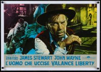 1h0796 MAN WHO SHOT LIBERTY VALANCE linen Italian 19x27 pbusta 1963 Lee Marvin & Stewart at climax!
