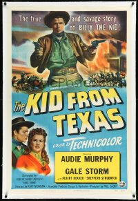 1h1156 KID FROM TEXAS linen 1sh 1949 Audie Murphy & Gale Storm in the savage story of Billy the Kid!