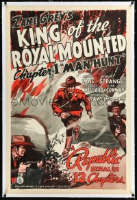 1h1163 KING OF THE ROYAL MOUNTED linen chapter 1 1sh 1940 Canadian Mountie serial, Man Hunt!