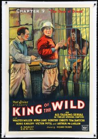 1h1164 KING OF THE WILD linen chapter 9 1sh 1931 cool stone litho of half-man half-ape behind bars!