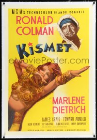 1h1165 KISMET linen style D 1sh 1944 art of sexy Marlene Dietrich as harem girl, Ronald Colman, rare!