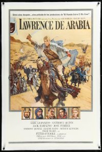 1h1169 LAWRENCE OF ARABIA linen pre-awards Spanish/US 1sh 1963 Lean, O'Toole on camel, Terpning art!