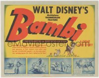 1h0297 BAMBI TC 1942 Walt Disney cartoon deer classic, great art with Thumper & Flower, very rare!