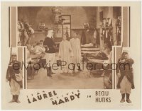 1h0313 BEAU HUNKS LC 1931 commanding officer glares at Stan Laurel & Oliver Hardy in pajamas, rare!