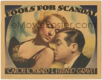 1h0319 FOOLS FOR SCANDAL LC 1938 wonderful romantic close up of Carole Lombard & Fernand Gravey!